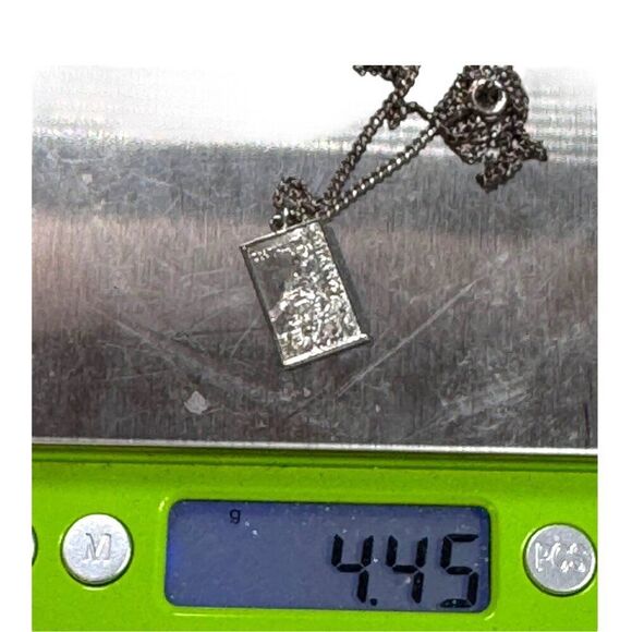 925 Sterling Silver Israel Necklace Judaism Rectangular Pendant Textured Design - Picture 9 of 9